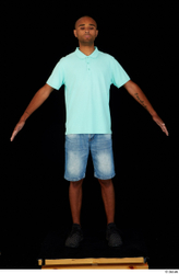 Whole Body Man Black Jeans Shorts Slim Standing Studio photo references